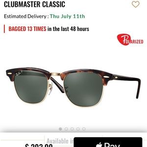 Ray Ban Clubmaster Classic Tortoise Sunglasses